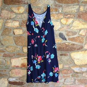 St John's Bay Floral Sleeveless Dress - Navy and Multicolor